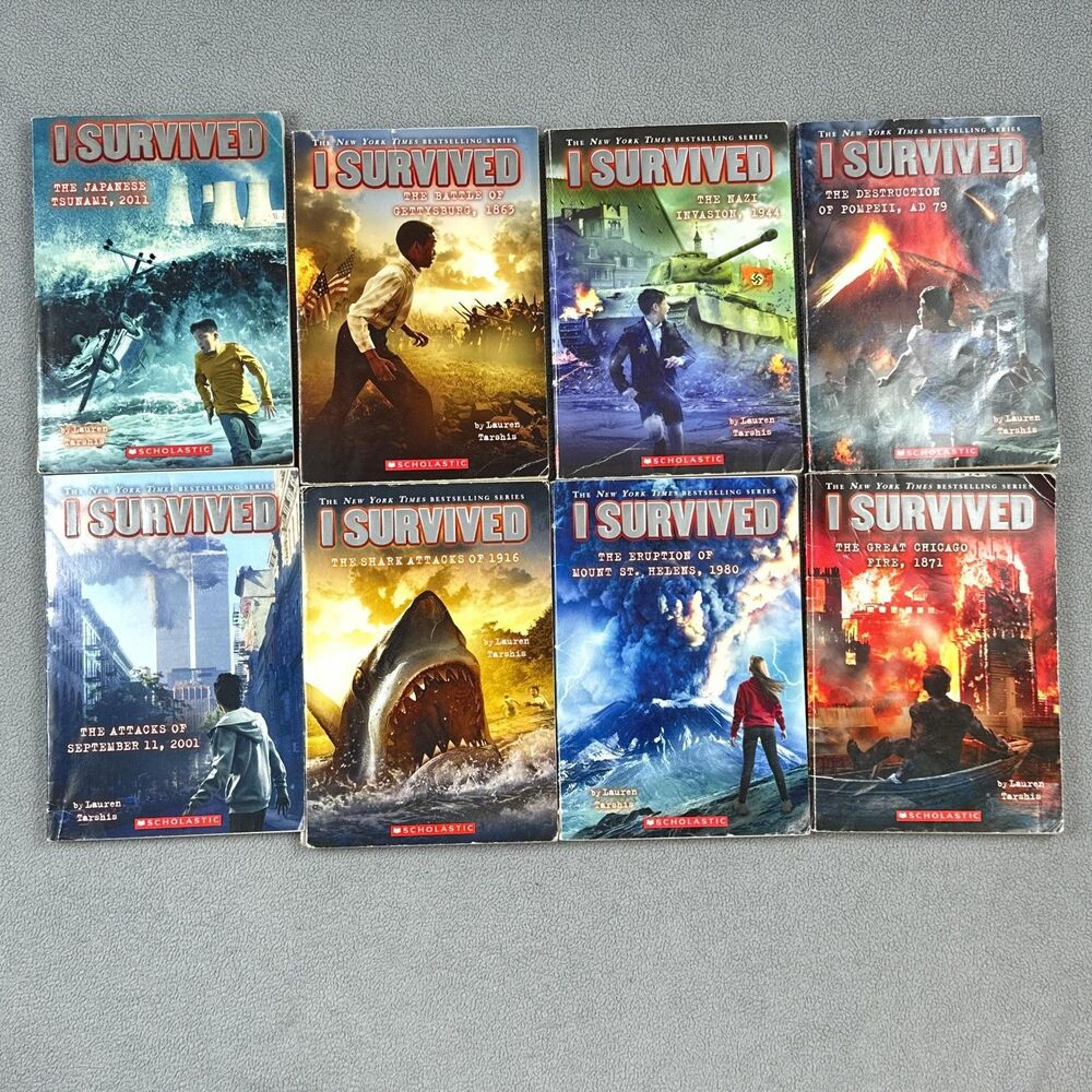I Survived Books Lauren Tarshis Paperback Set Gettysburg Pompeii Shark Lot of 8